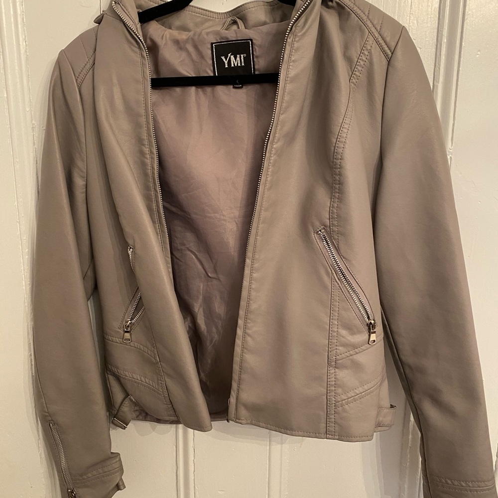Gray leather jacket